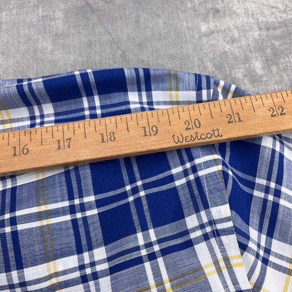 Lauren Ralph Lauren Shirt Men XLarge Blue Yellow‎ Plaid Regular Fit Soft Stretch - Picture 9 of 12
